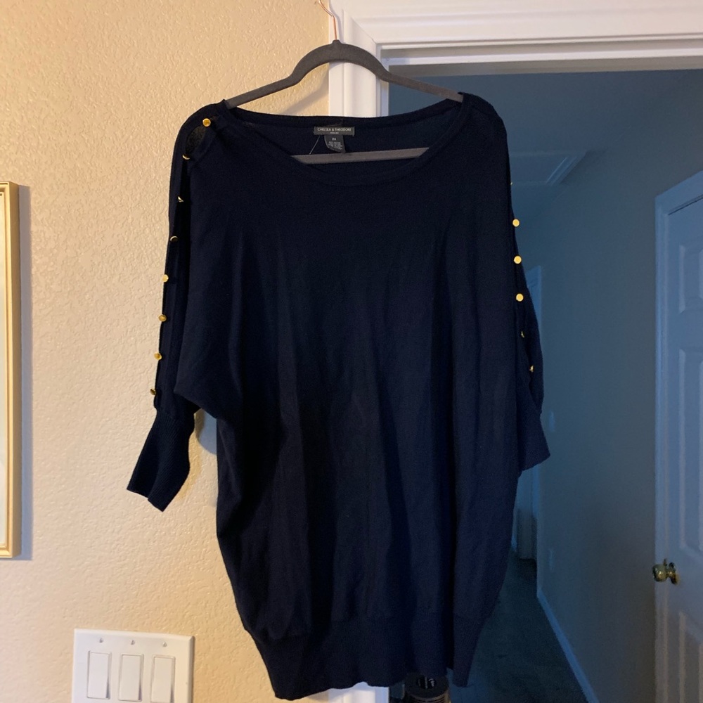 Navy blue blouse.